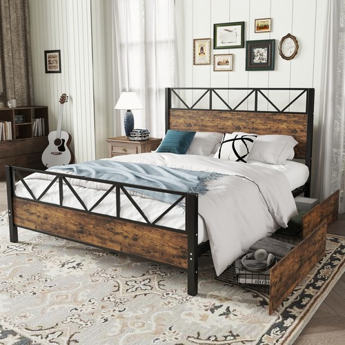 4ft6 double size metal bed - double,