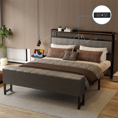 4ft6 luxury grey fabric bed - luxury,