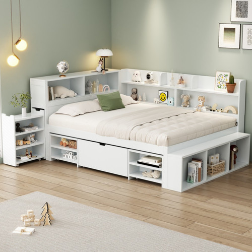 4ft6 double wooden storage - storage, bed