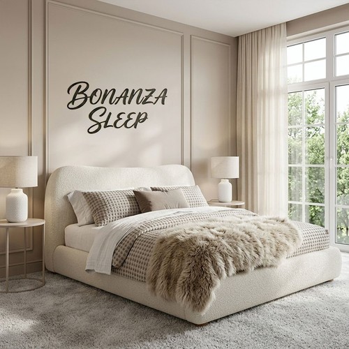 Luxury bed frame boucle fabric - frame,