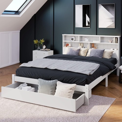 Double bed frame white 4ft6 - double,